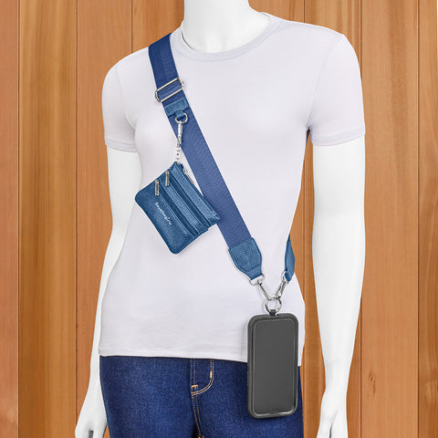 Clip & Go Webbing Crossbody Phone Strap with Essentials Pouch