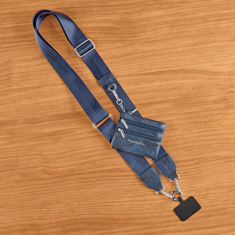Clip & Go Webbing Crossbody Phone Strap with Essentials Pouch