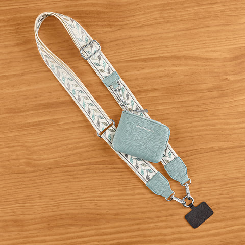 Clip & Go Jacquard Crossbody Phone Strap with Essentials Pouch