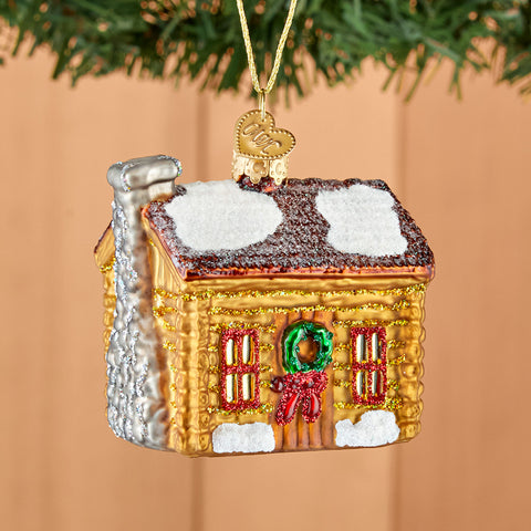 Old World Christmas Glass Ornament, Winter Log Cabin