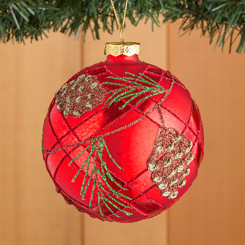 Kurt Adler Glass Ornaments, Glitter Pinecones