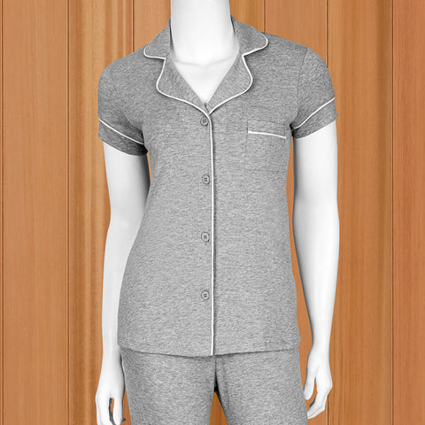 The Cat's Pajamas Women's Pima Knit Capri Set, Heather Grey