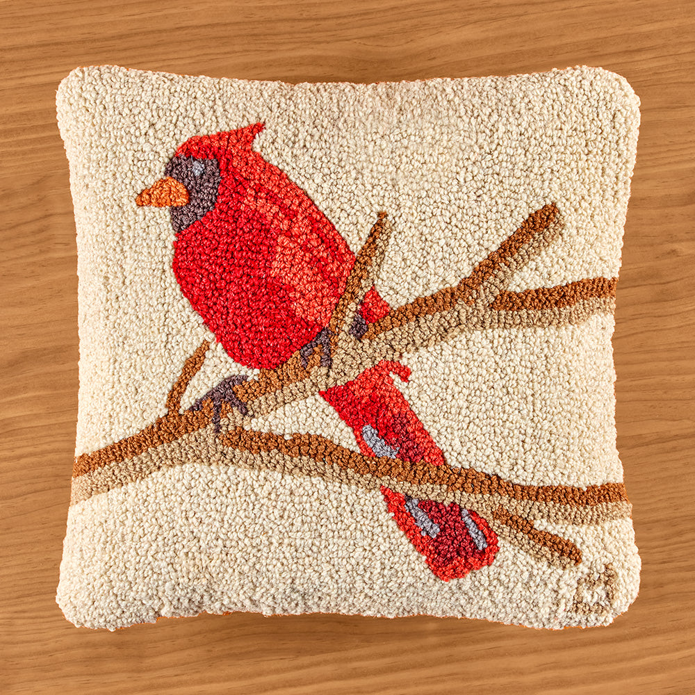 Chandler 4 Corners 18" Hooked Pillow, Cardinal