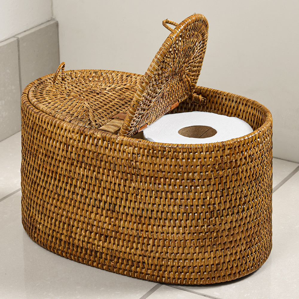 Artifacts Trading Co. Burma Rattan Double-Roll Toilet Tissue Holder, Wide
