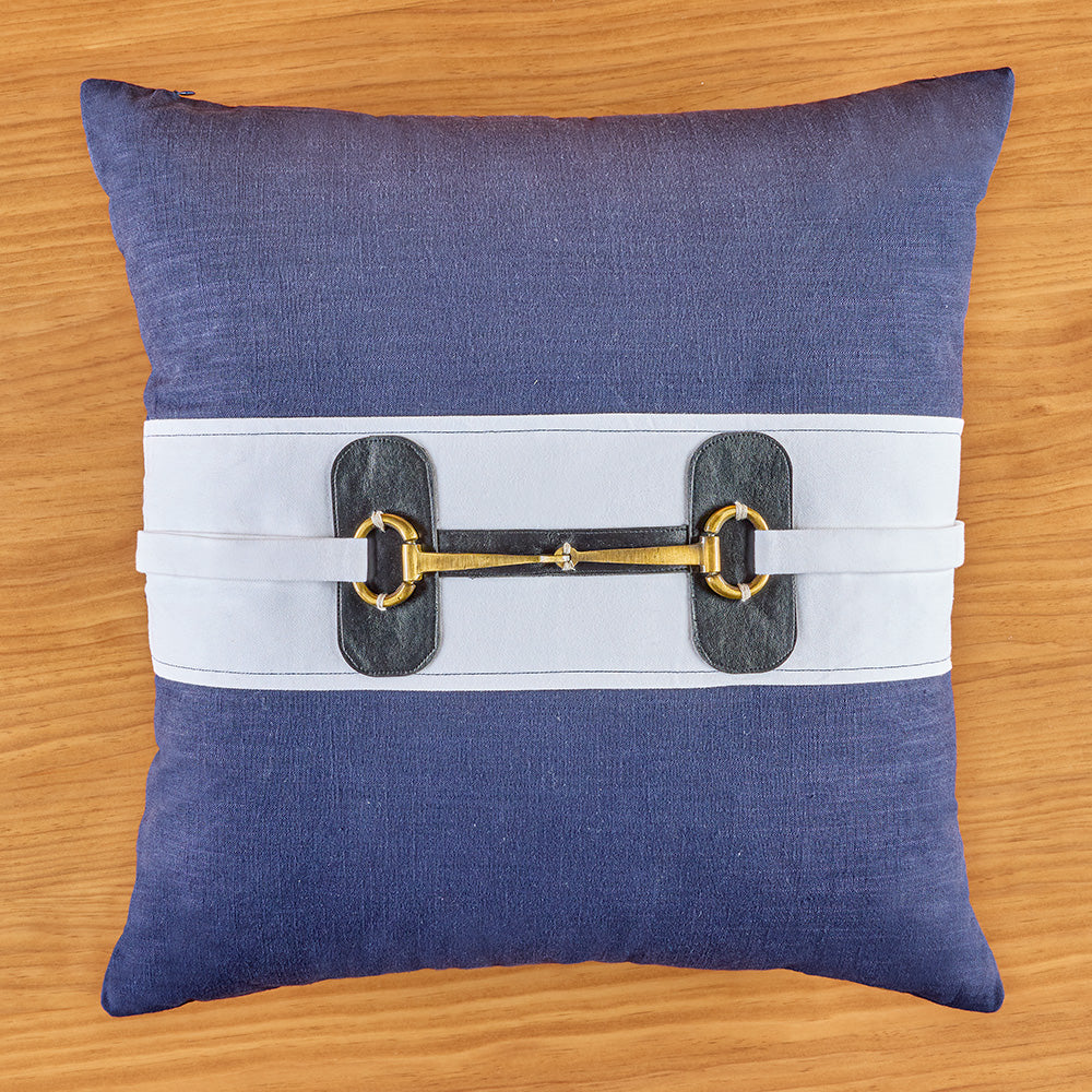Vegan Leather Gold Horse Bit Pillow