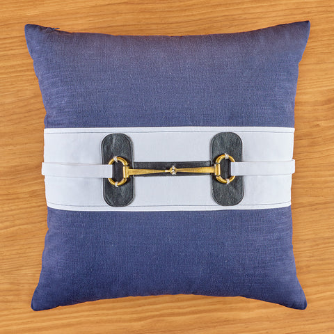 Vegan Leather Gold Horse Bit Pillow