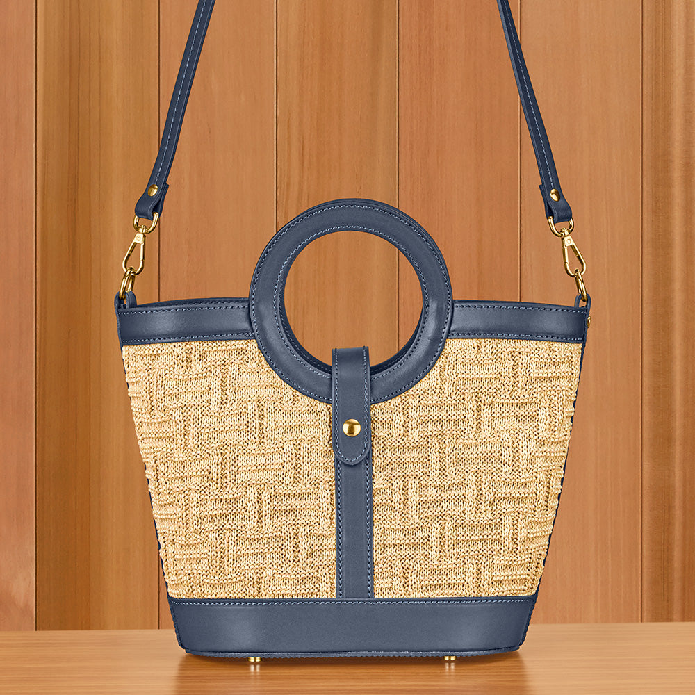 Germán Fuentes Leather Raffia-Weave Tote
