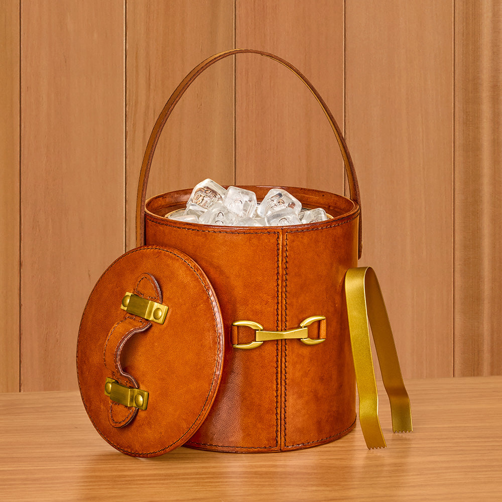 Zodax Connaught Leather Ice Bucket with Tongs