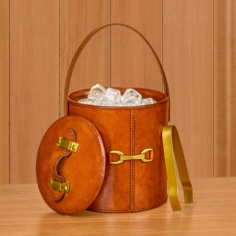 Zodax Connaught Leather Ice Bucket with Tongs