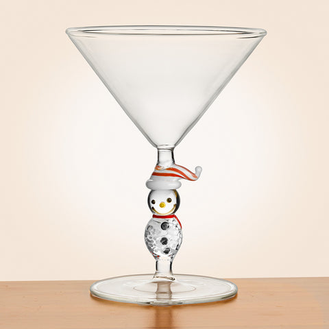 Zodax Snowman Sips Lampwork Stemware