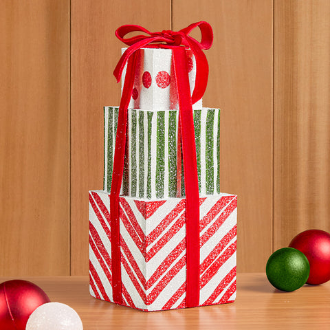 Zodax Stacked Christmas Gifts Figurine