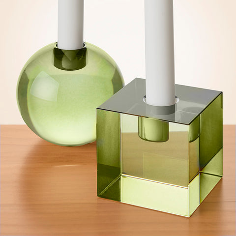 Zodax Green Glass Taper Candleholder