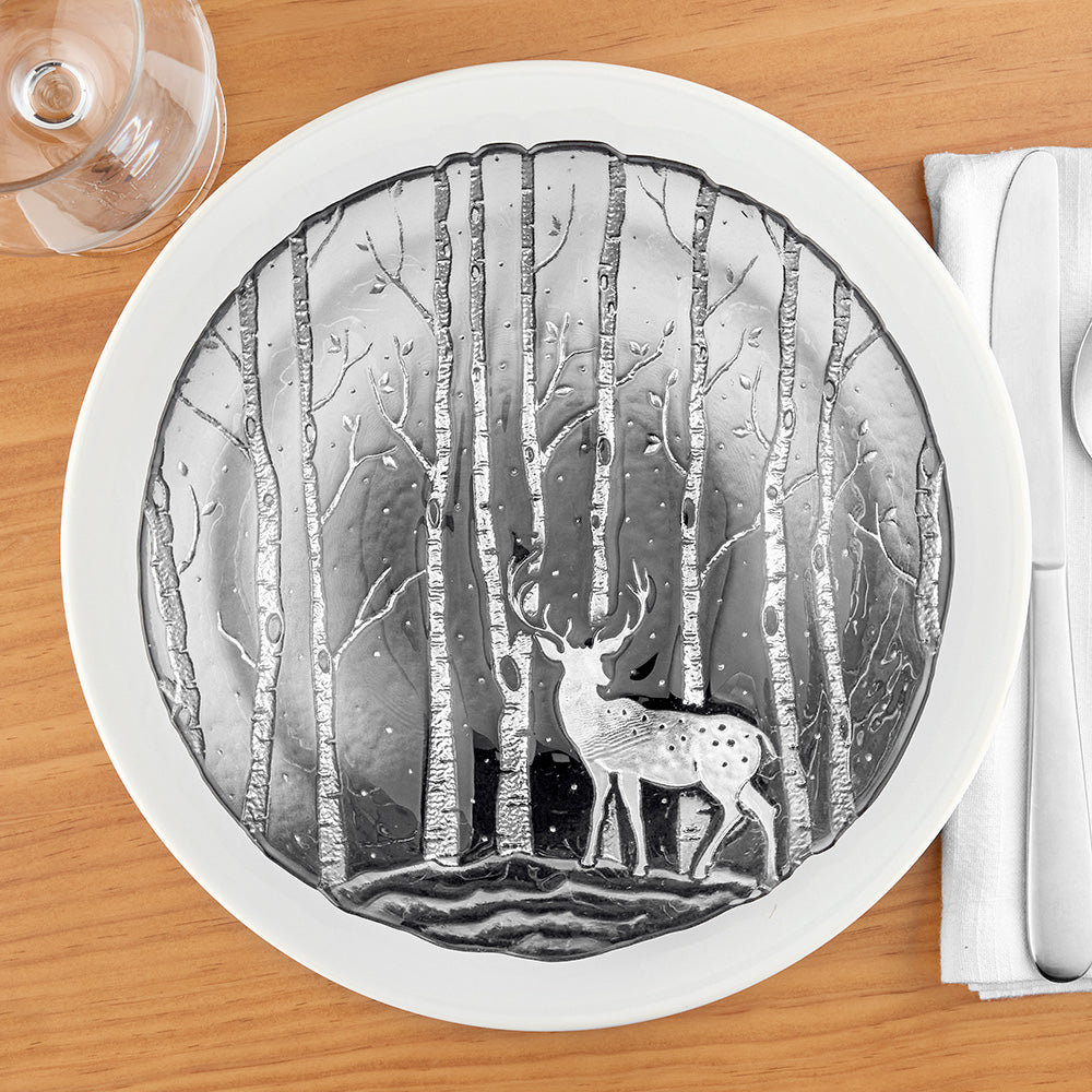 Zodax Wild Stag Etched Glass Serving Bowl