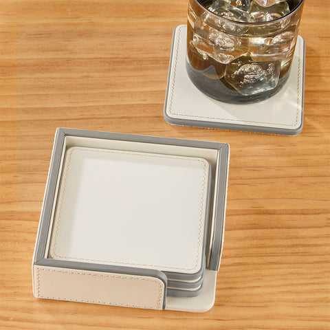 Zodax Nappa Leather Coaster Set with Holder