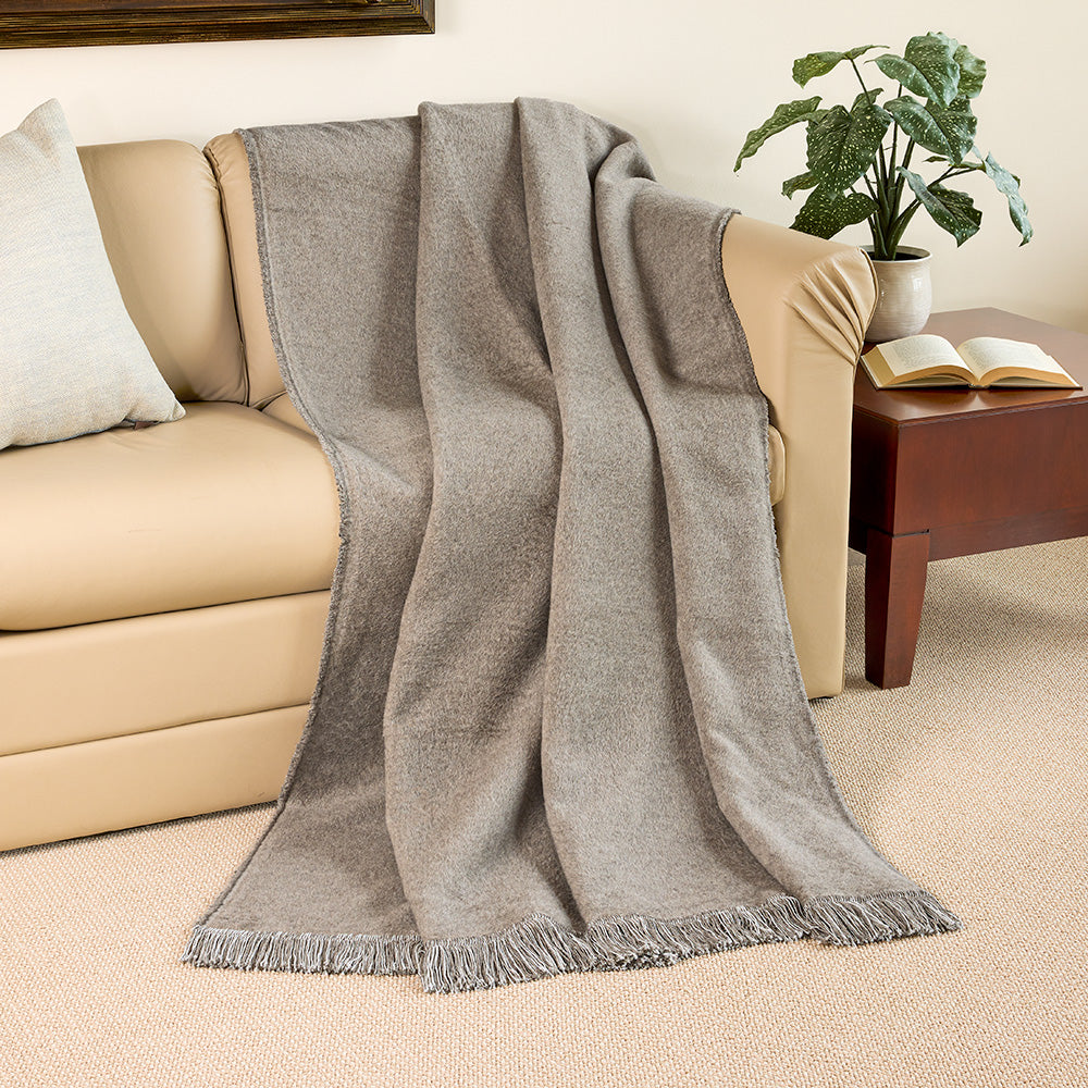 David Fussenegger VIENNA Plush Flannel Throw in Smoke
