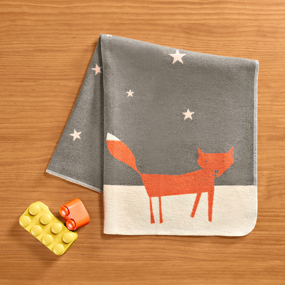 David Fussenegger JUWEL Flannel Baby Blanket Set, Fox Under Starry Skies