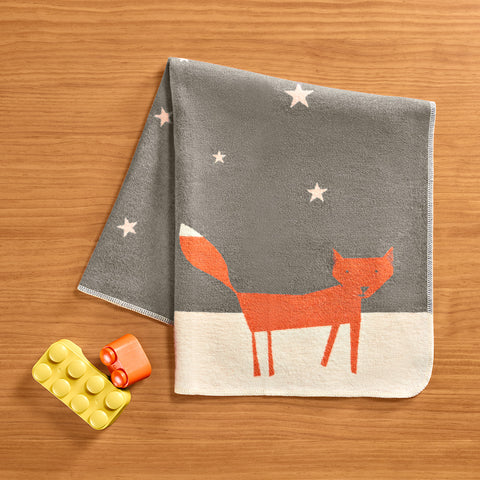 David Fussenegger JUWEL Flannel Baby Blanket Set, Fox Under Starry Skies