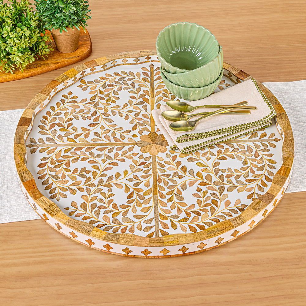 Be Home Mya Inlay Acacia Wood Serving Tray