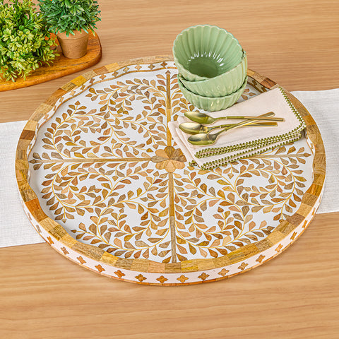 Be Home Mya Inlay Acacia Wood Serving Tray