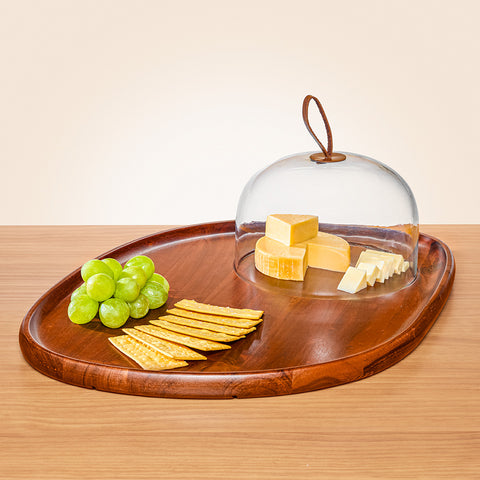 Be Home Talo Acacia Wood Serving Tray with Cloche