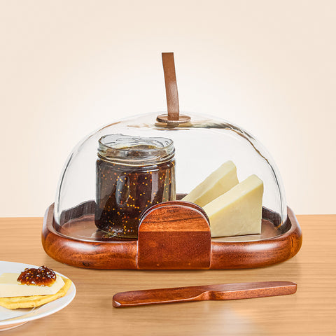 Be Home Talo Acacia Wood Serving Cloche
