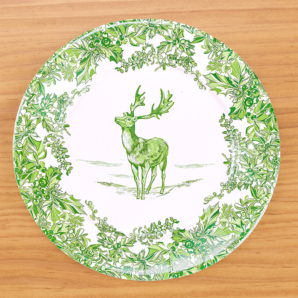 Caspari Paper Plates, Stag Toile