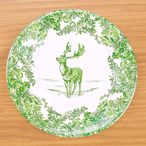 Caspari Paper Plates, Stag Toile