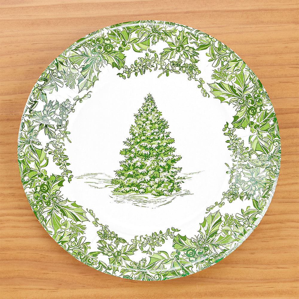 Caspari Paper Plates, Christmas Tree Toile
