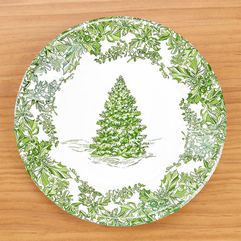 Caspari Paper Plates, Christmas Tree Toile