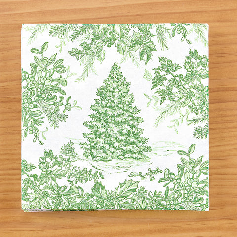 Caspari Paper Linen Napkins, Christmas Tree Toile