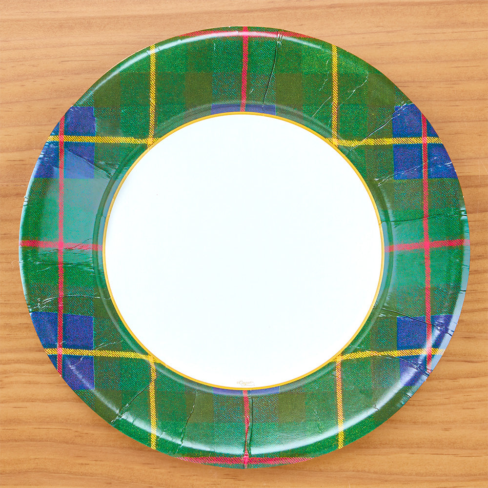 Caspari Paper Plates, William Tartan Blue