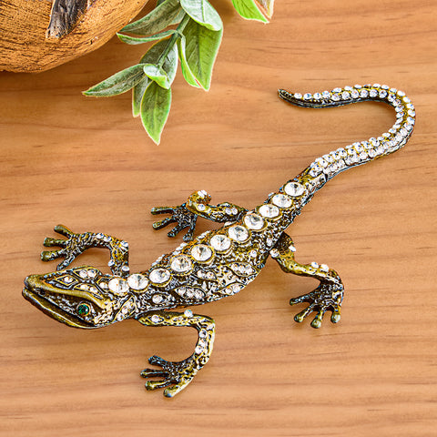 Jewel-Encrusted Gecko Keepsake Box