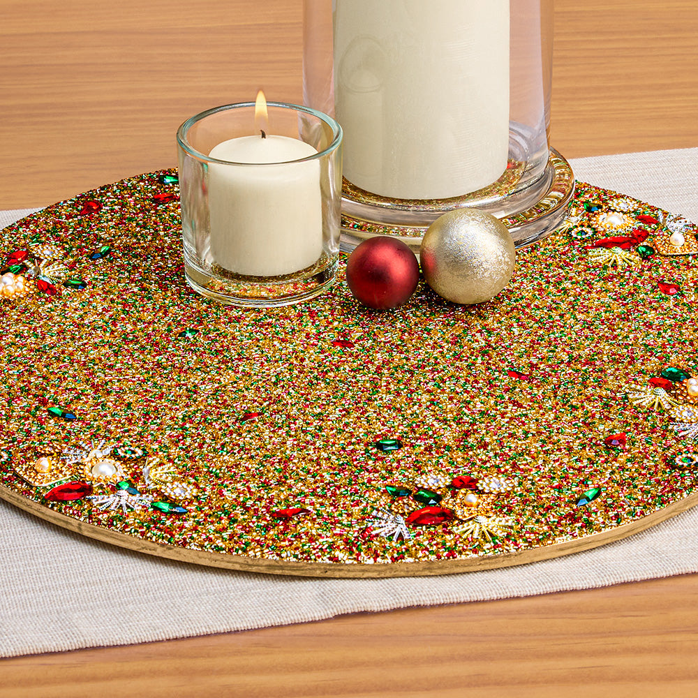 Saro Jeweled Holiday Beaded Placemat