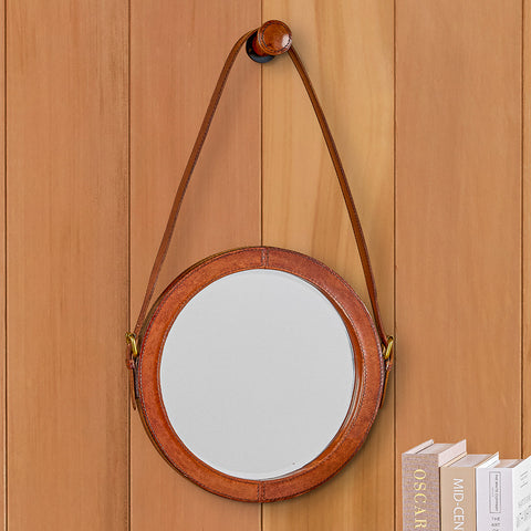 Strap-Hung Leather Accent Mirrors
