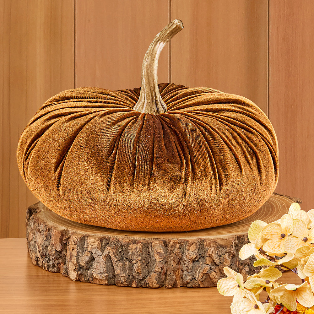 Harvest Season Stuffed Velvet Pumpkin