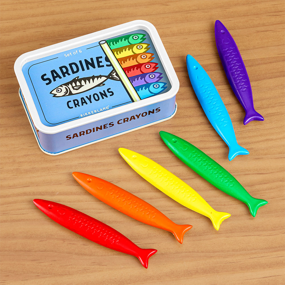Kikkerland Mini Coloring Set, Sardines Crayons