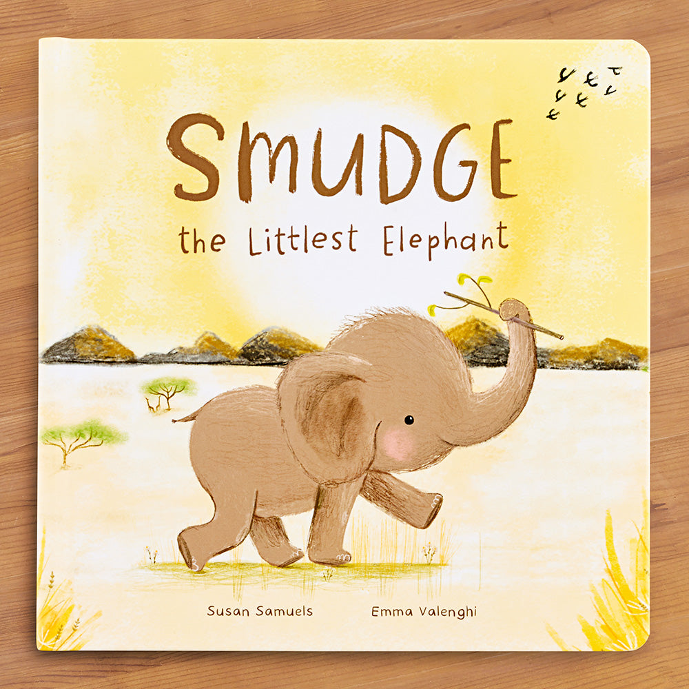 Jellycat "Smudge the Littlest Elephant" Board Book by Susan Samuels