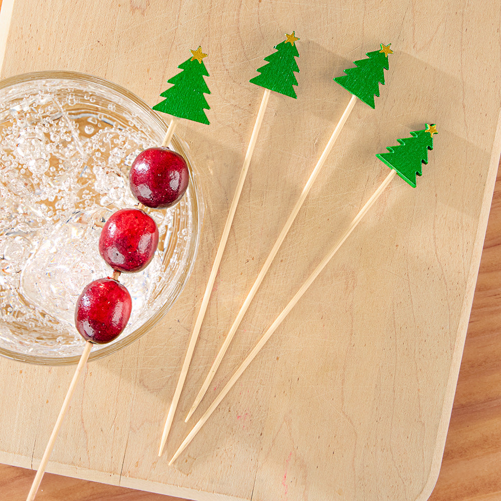 Sophistiplate Wood Cocktail Picks, Christmas Tree