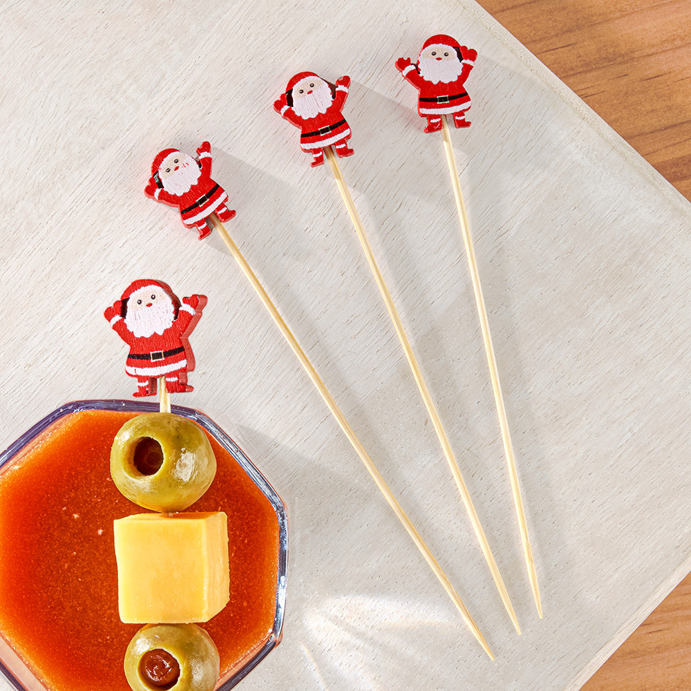 Sophistiplate Wood Cocktail Picks, Santa