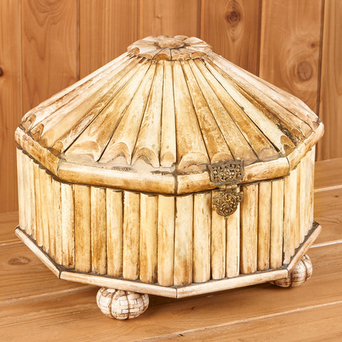 Bone Octagonal Domed Box