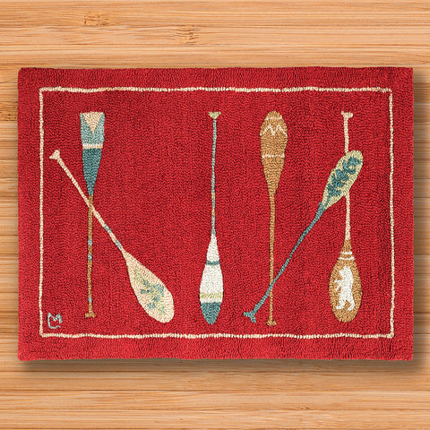 Chandler 4 Corners 2' x 3' Hooked Rug, Crimson Paddles