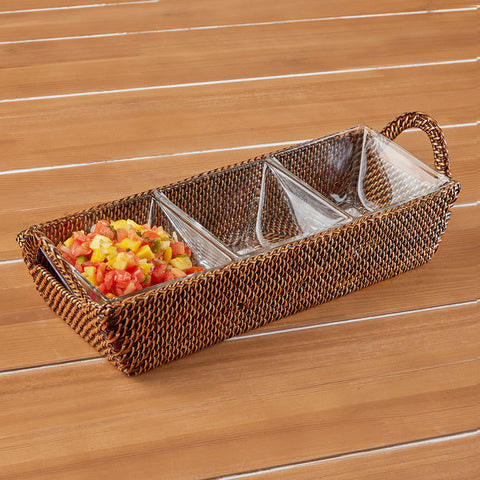 Calaisio Three Compartment Woven Serving Tray