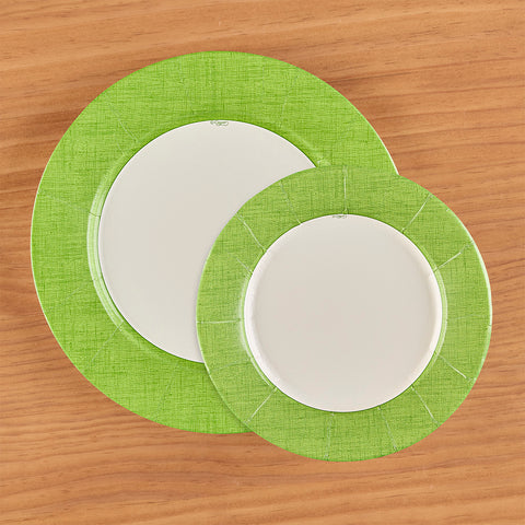 Caspari Linen Paper Plates - Moss Green