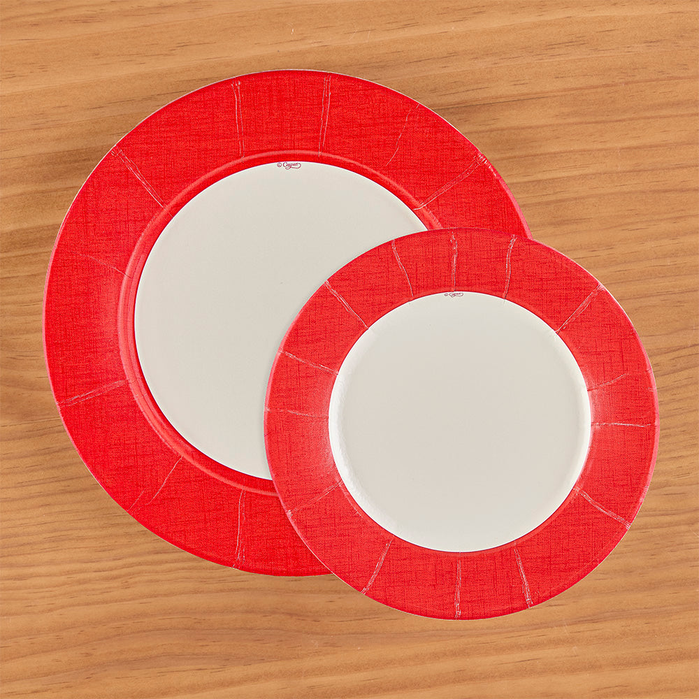 Caspari Linen Paper Plates - Red