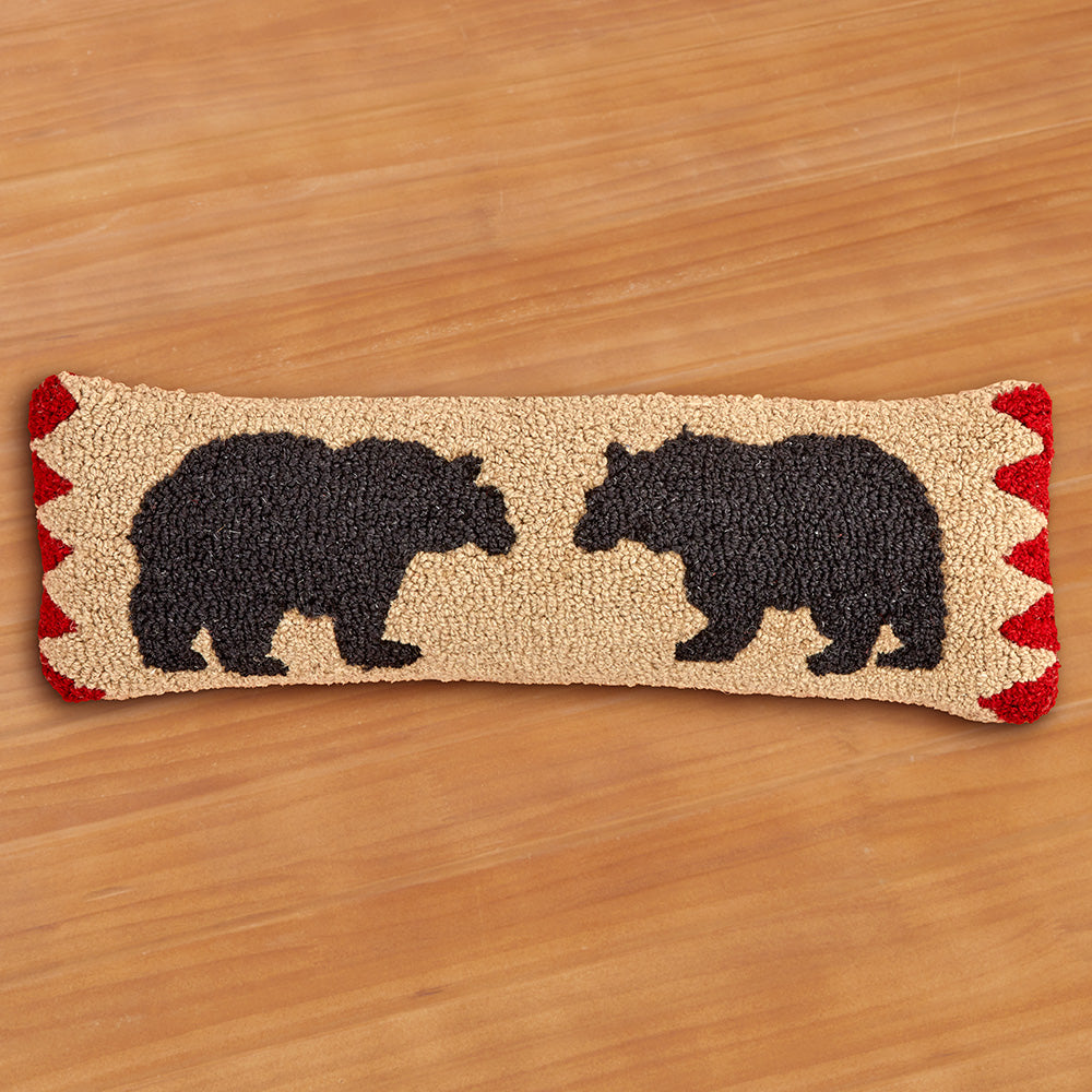 Chandler 4 Corners 8" x 24" Hooked Pillow, Two Black Bears