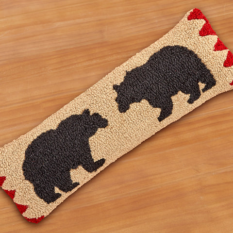 Chandler 4 Corners 8" x 24" Hooked Pillow, Two Black Bears