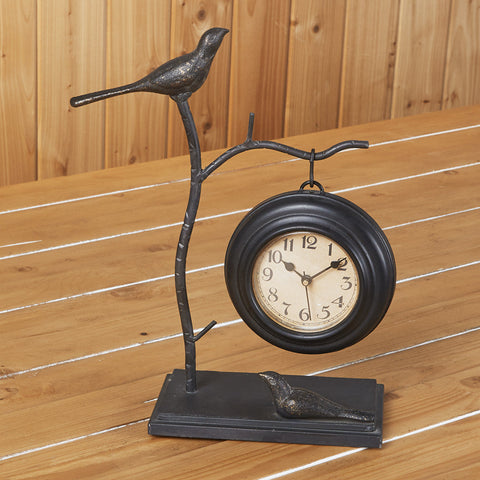 Bird and Branch with Hanging Clock