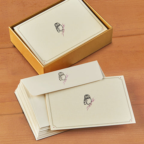 Embossed Blank Note Card Set, Owl