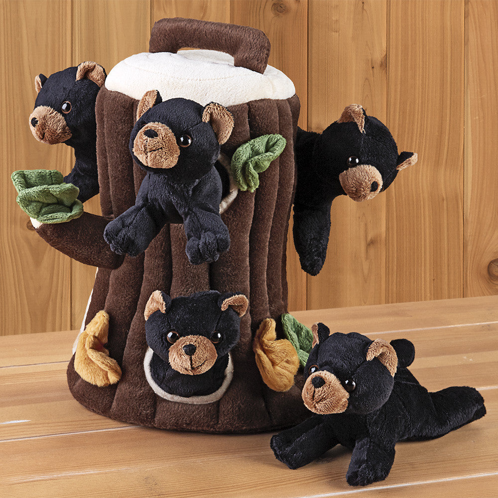 Tree House with Black Bear Stuffed Animals