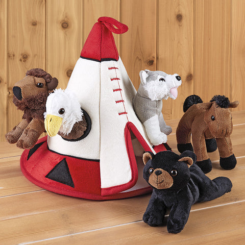 Teepee with North American Stuffed Animals
